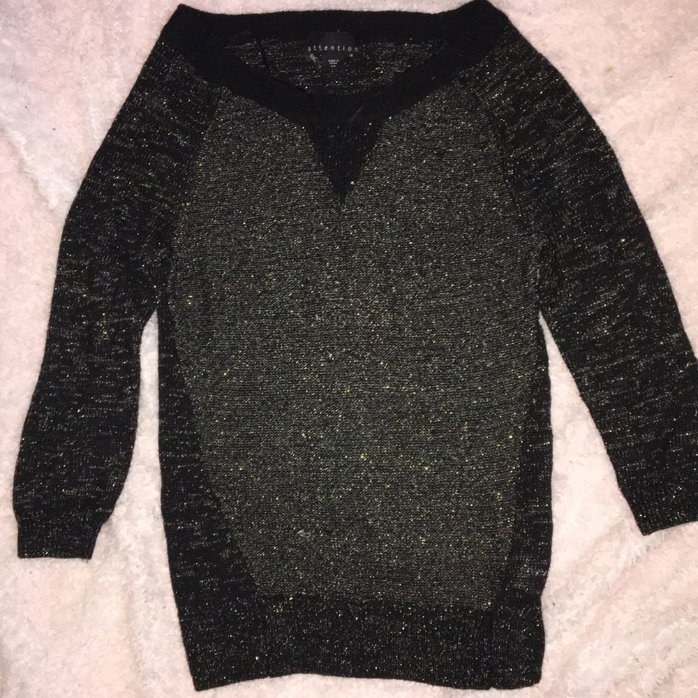 Black with gold glitter long sleeve sweater shirt